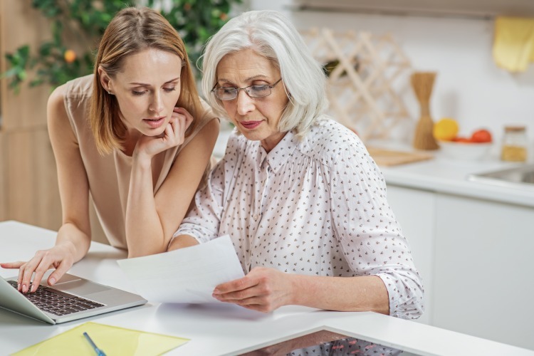 Female member getting help with paperwork