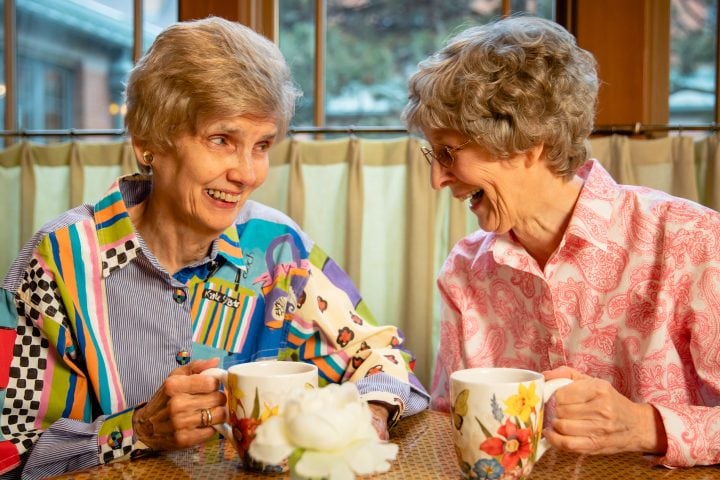 Sisters having coffee