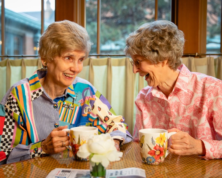 Sisters having coffee