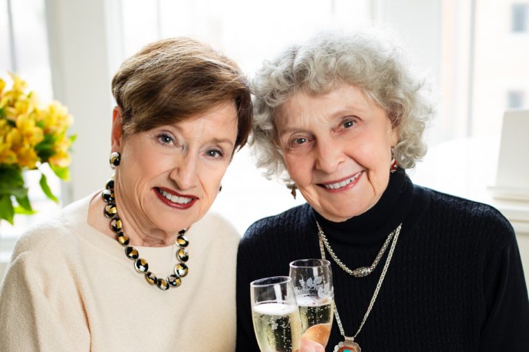 Sally and Nancy toasting champaign