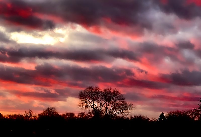 Red and cloudy sunset