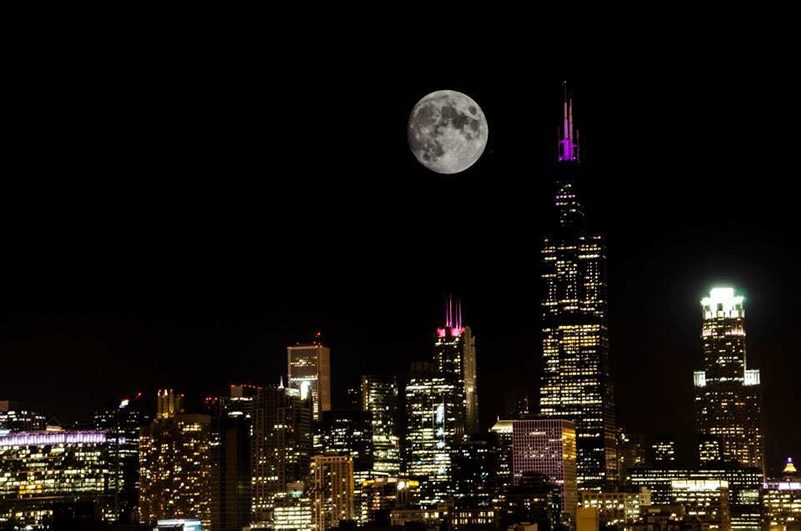 Chicago night time cityscape