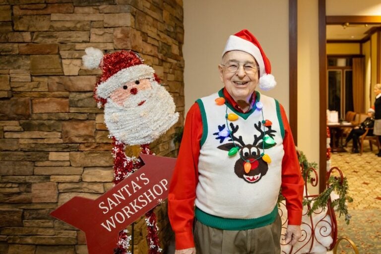 Rem Stokes dressed as a Christmas elf