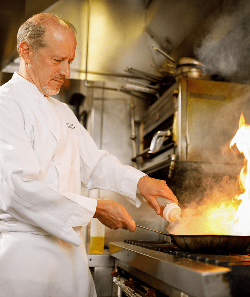 Chef Zemet searing scallops