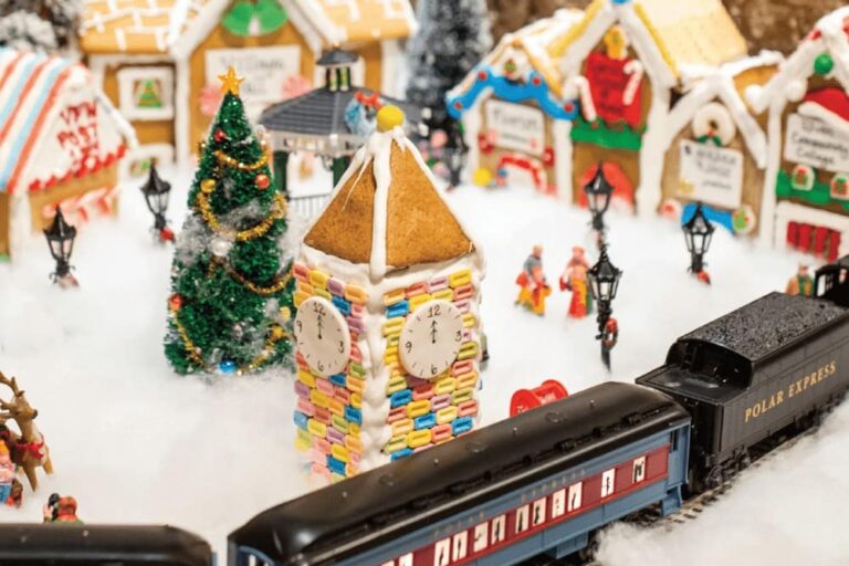 Gingerbread village and train