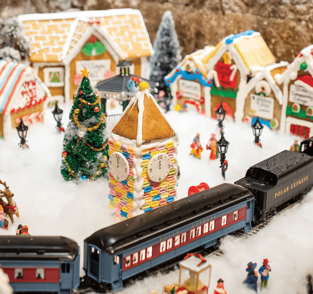 Gingerbread village and train