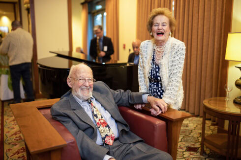 Senior couple enjoying themselves at a Garlands event.