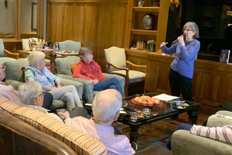 Dorothy Winsor speaking at The Garlands about her new book