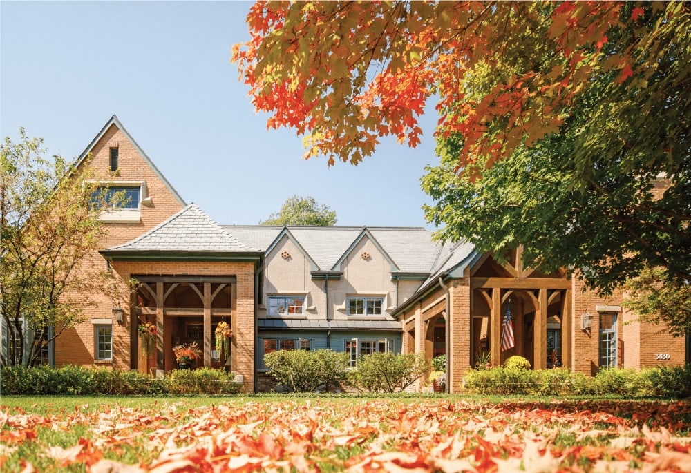 Garlands Villa with trees full of colorful leaves