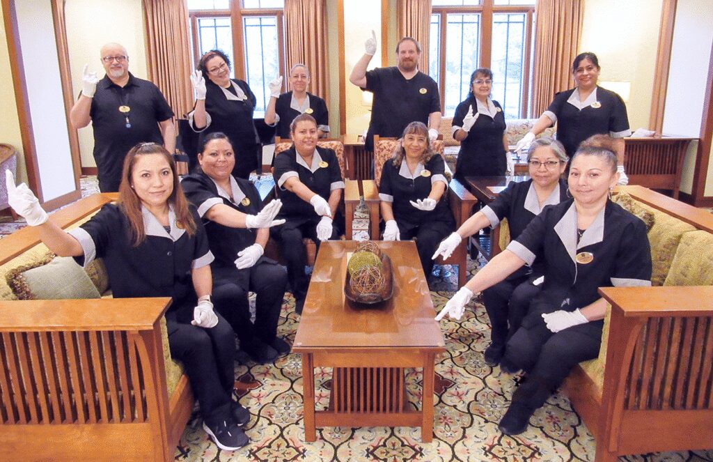 The Garlands white glove certified cleaning staff