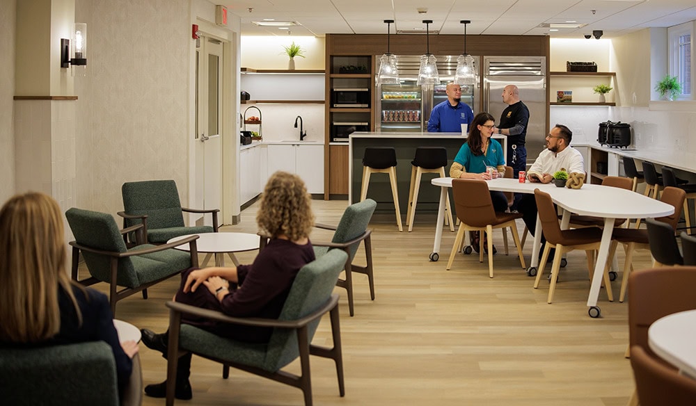 Wide view of the break room