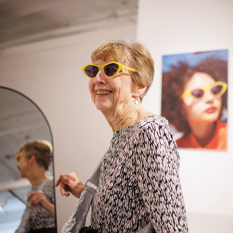 Garlands Member wearing artful Glasses